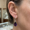 Visací náušnice s ametystem | Bílé zlato