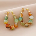 Vintage visací náušnice Coloured Bead s achátem