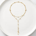 Zlatý dvouvrstvý dlouhý náhrdelník Tassel Bead